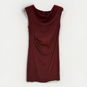 Ann Taylor Maroon Quilted Cowl Neck Midi Dress Size 12